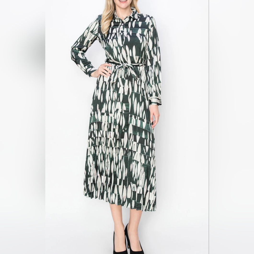 Yal New York Size Medium Floral Pleated A-Line Maxi Dress Msrp $128